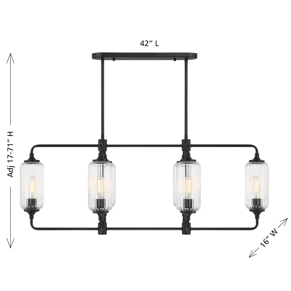 Holton 6-Light Linear Chandelier in Matte Black - Image 7