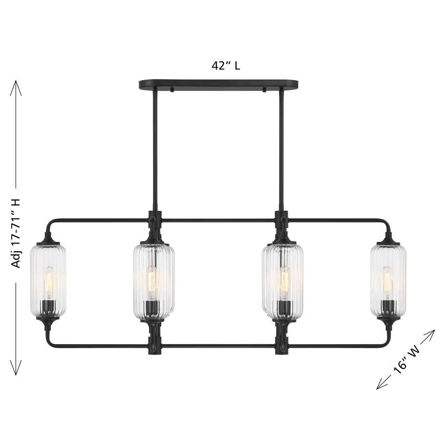 Holton 6-Light Linear Chandelier in Matte Black - Image 7