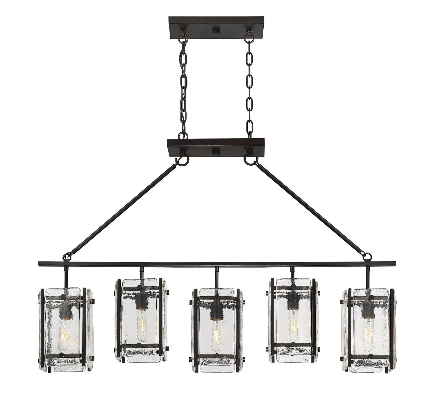 Glenwood Five Light Linear Chandelier in English Bronze