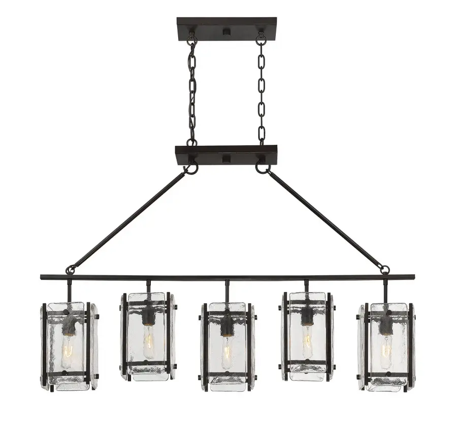 Glenwood Five Light Linear Chandelier in English Bronze - Image 1