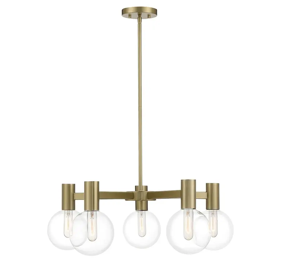 Wright Five Light Chandelier in Warm Brass - Image 1