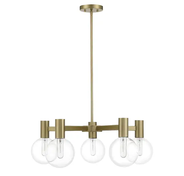 Wright Five Light Chandelier in Warm Brass - Image 2