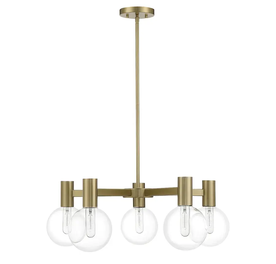 Wright Five Light Chandelier in Warm Brass - Image 2