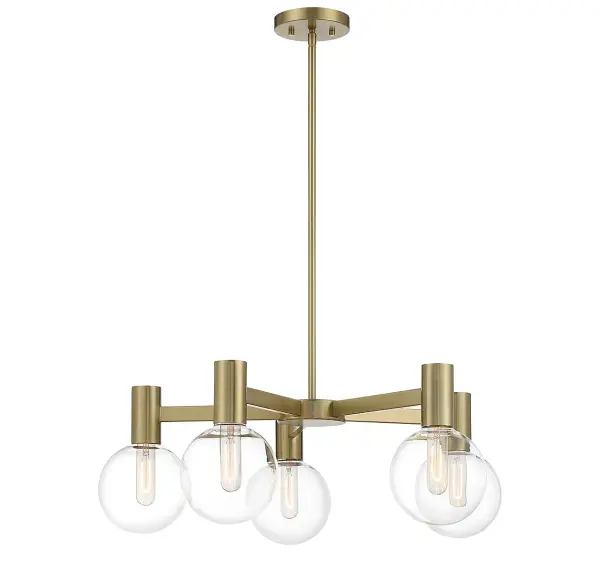 Wright Five Light Chandelier in Warm Brass - Image 5