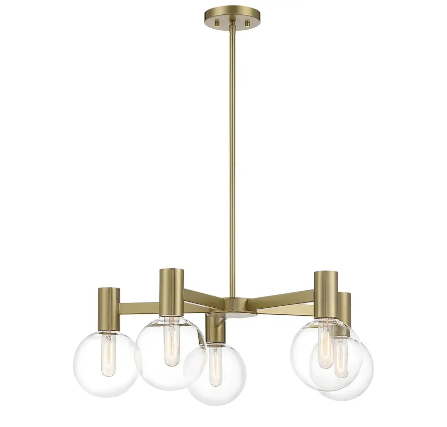 Wright Five Light Chandelier in Warm Brass - Image 5