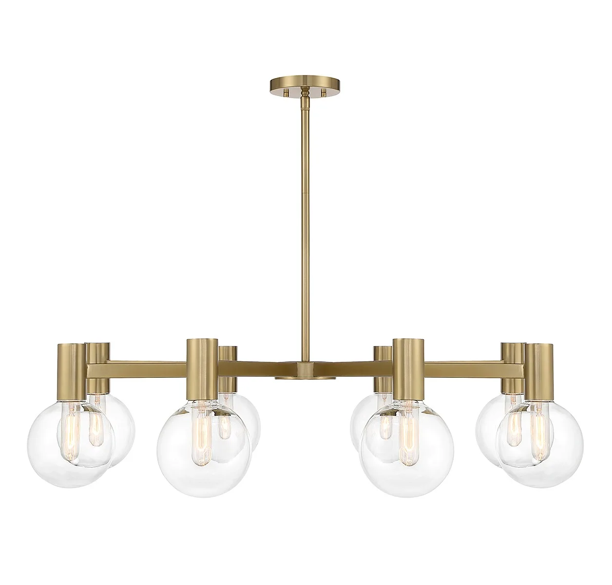 Wright Eight Light Chandelier in Warm Brass