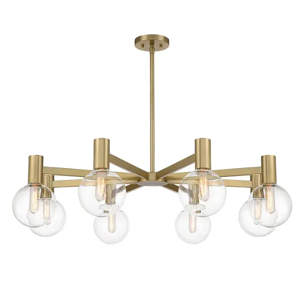 Wright Eight Light Chandelier in Warm Brass - Image 3
