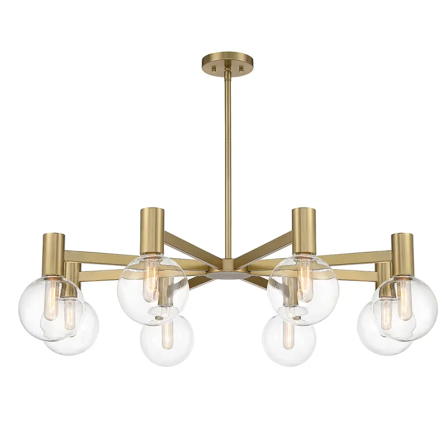 Wright Eight Light Chandelier in Warm Brass - Image 3