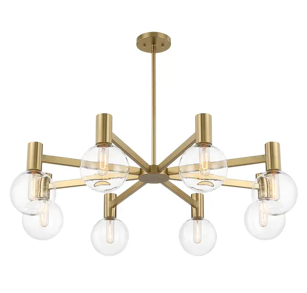 Wright Eight Light Chandelier in Warm Brass - Image 4