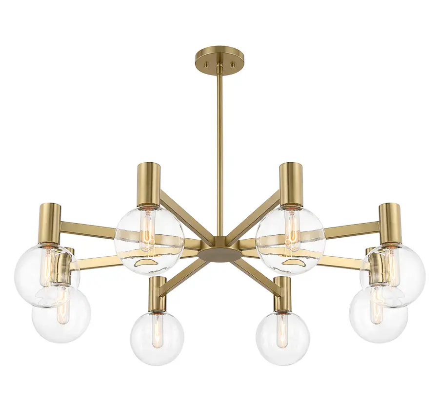 Wright Eight Light Chandelier in Warm Brass - Image 4