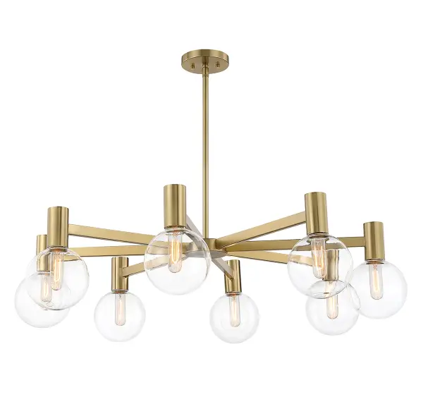 Wright Eight Light Chandelier in Warm Brass - Image 5