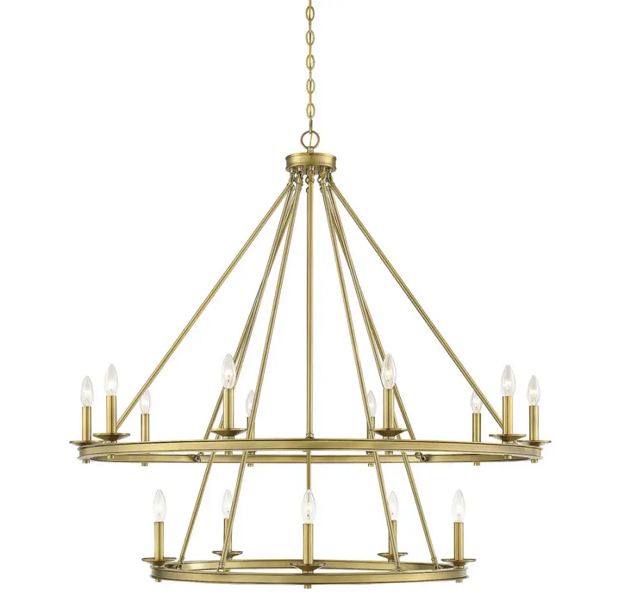 Middleton 15-Light Chandelier in Warm Brass - Image 1