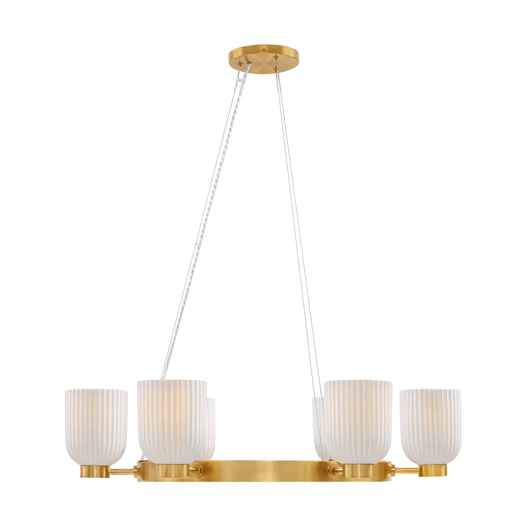 Isla Blanca Six Light Chandelier in Warm Brass