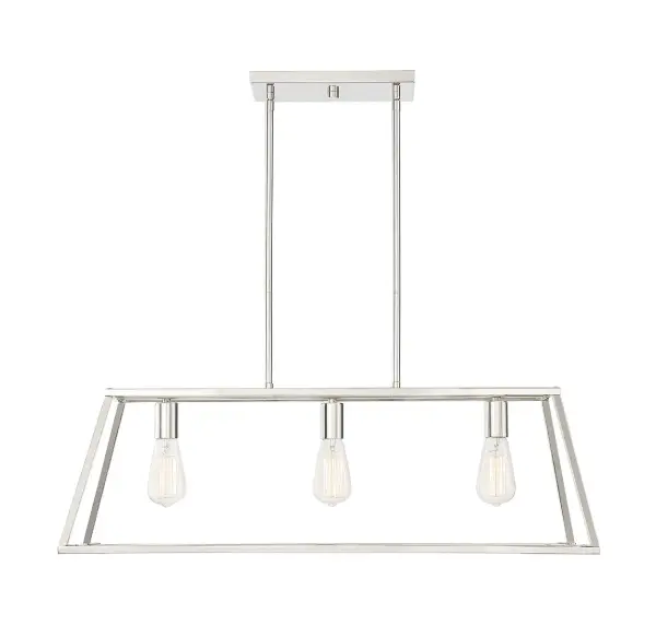 Denton 3-Light Linear Chandelier in Polished Nickel