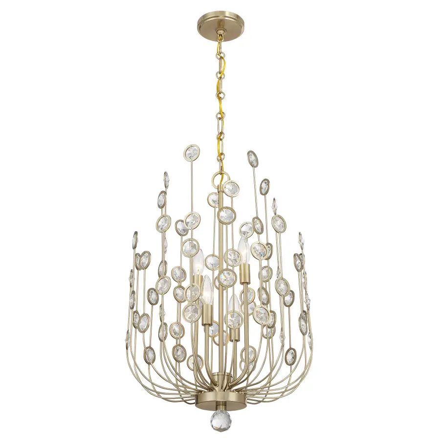Irina 4-Light Chandelier in Noble Brass - Image 3