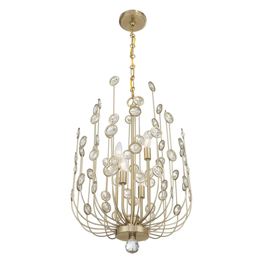 Irina 4-Light Chandelier in Noble Brass - Image 4