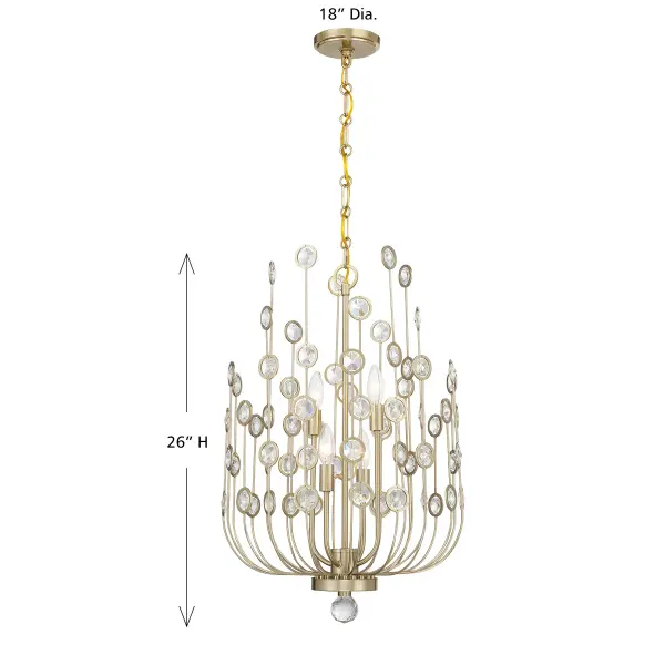 Irina 4-Light Chandelier in Noble Brass - Image 7