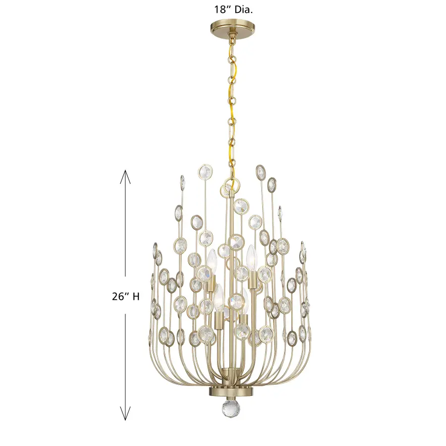 Irina 4-Light Chandelier in Noble Brass - Image 7