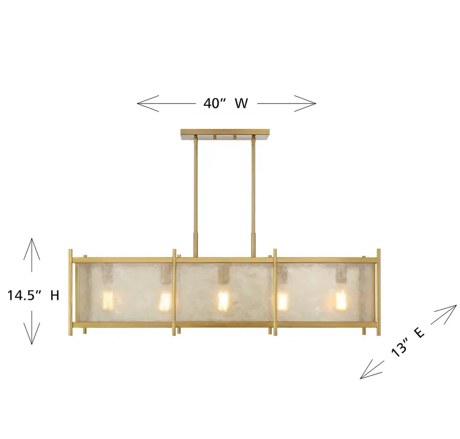 Jacobs 5-Light Linear Chandelier in Warm Brass - Image 7