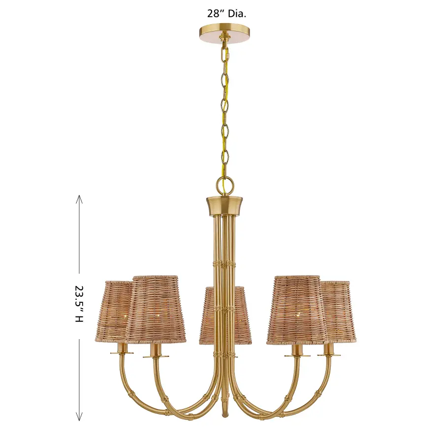 Ashbury 5-Light Chandelier in Warm Brass - Image 8