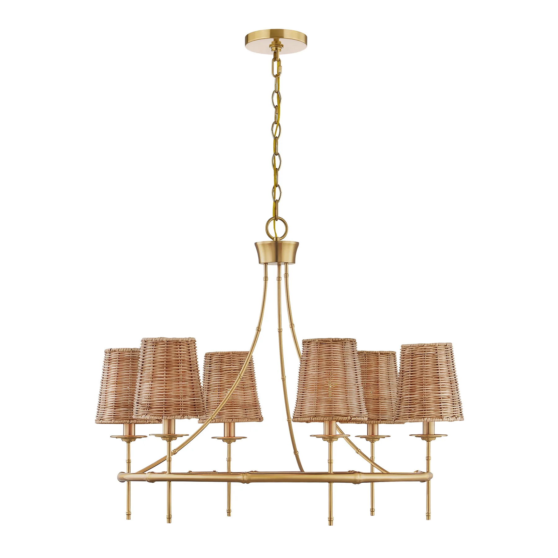 Ashbury Six Light Chandelier in Warm Brass