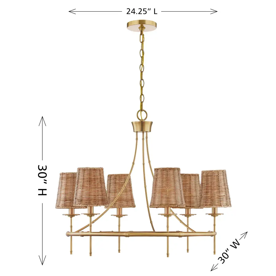Ashbury 6-Light Chandelier in Warm Brass - Image 7