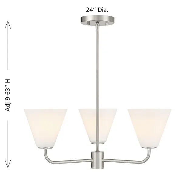 Blair 3-Light Chandelier in Satin Nickel - Image 6