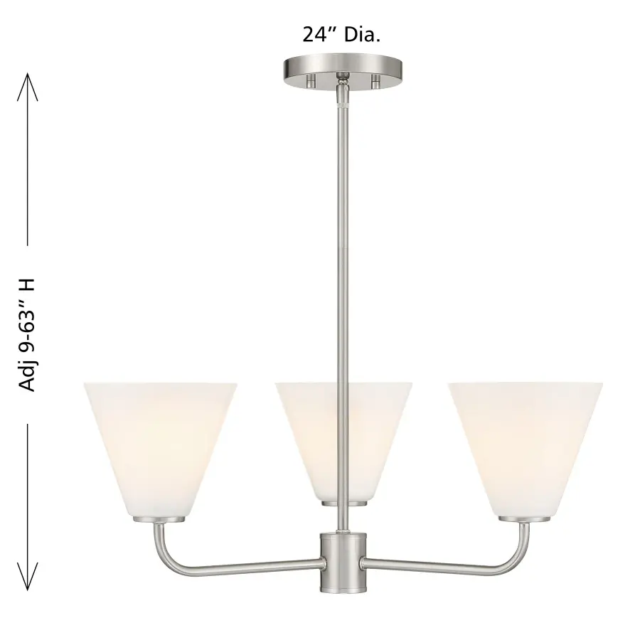 Blair 3-Light Chandelier in Satin Nickel - Image 6
