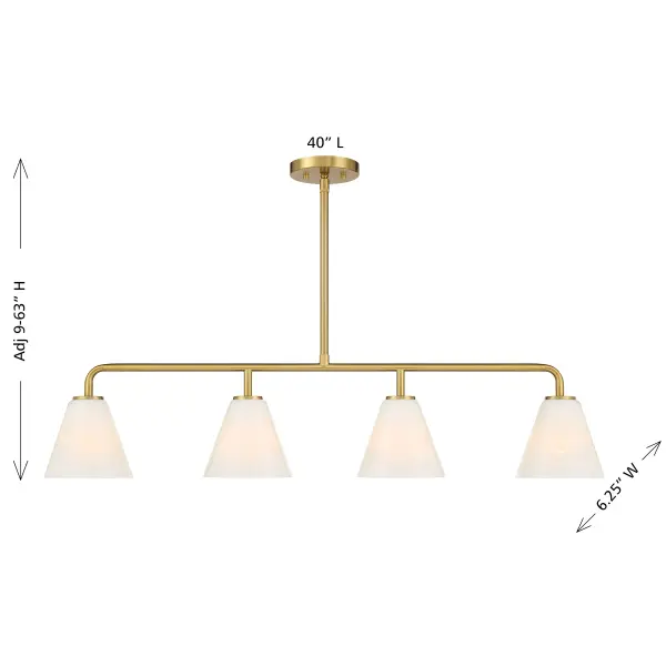 Blair Four Light Linear Chandelier in Warm Brass - Image 6