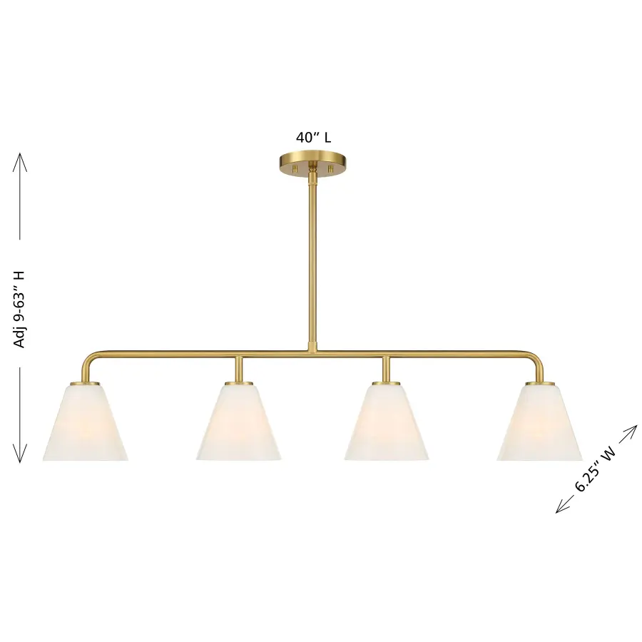 Blair Four Light Linear Chandelier in Warm Brass - Image 6