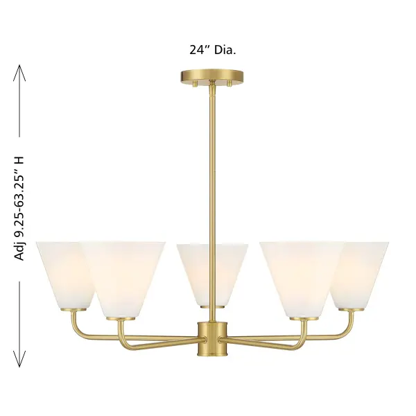 Blair Five Light Chandelier in Warm Brass - Image 7