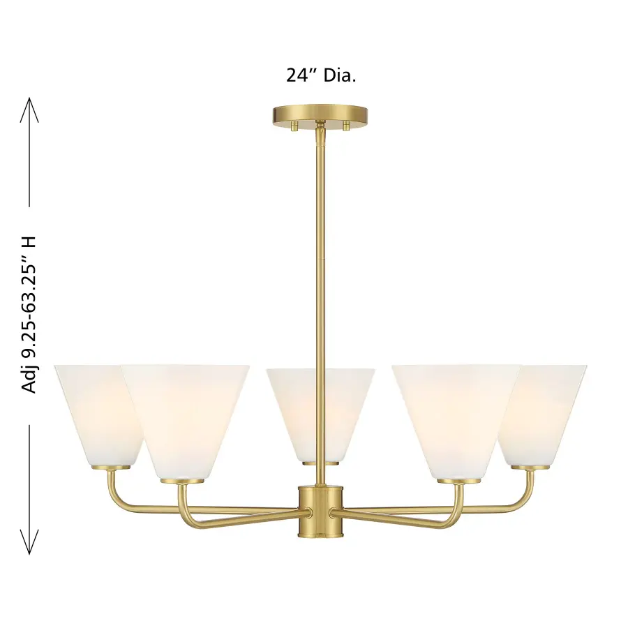 Blair Five Light Chandelier in Warm Brass - Image 7