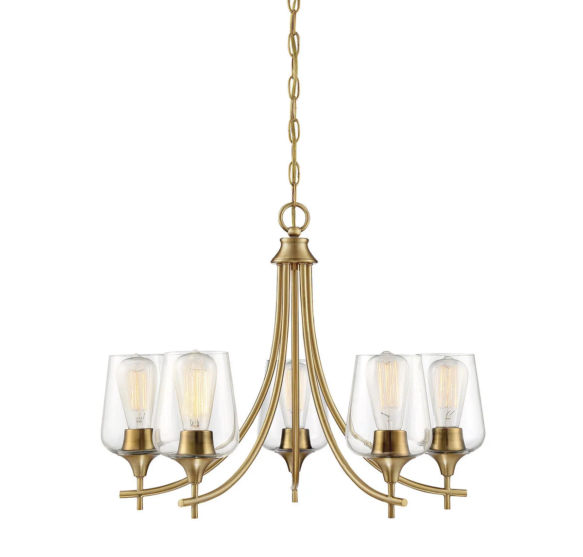 Octave Five Light Chandelier in Warm Brass