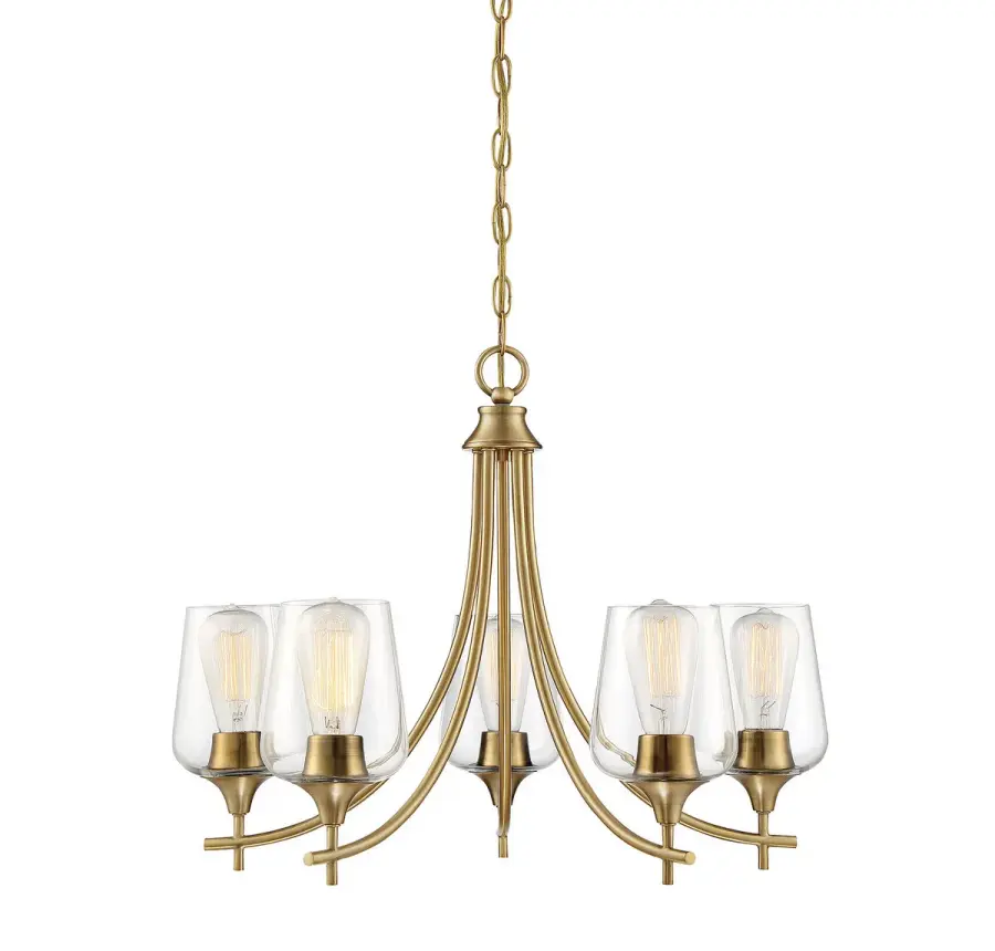 Octave Five Light Chandelier in Warm Brass - Image 1
