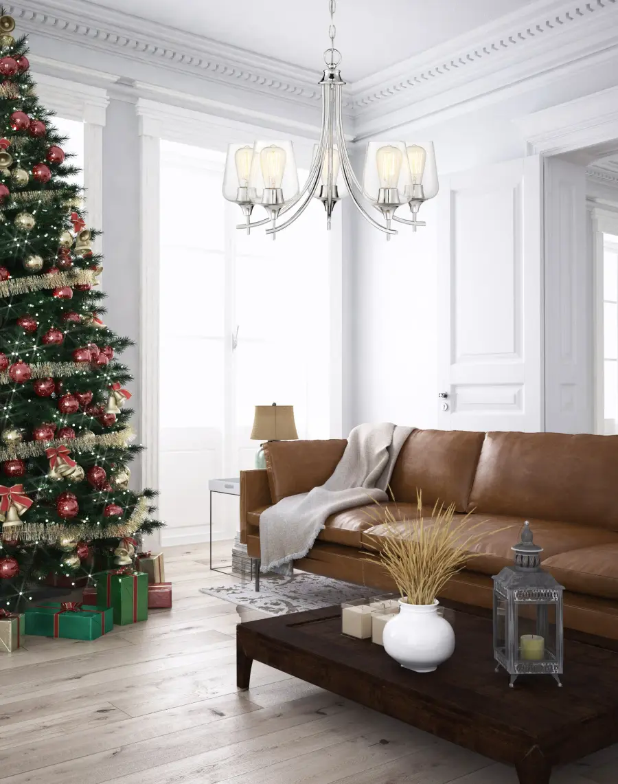 Octave 5-Light Chandelier in Satin Nickel - Image 7