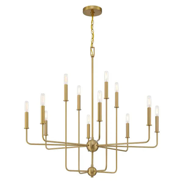 Avondale 12-Light Chandelier in Warm Brass - Image 3