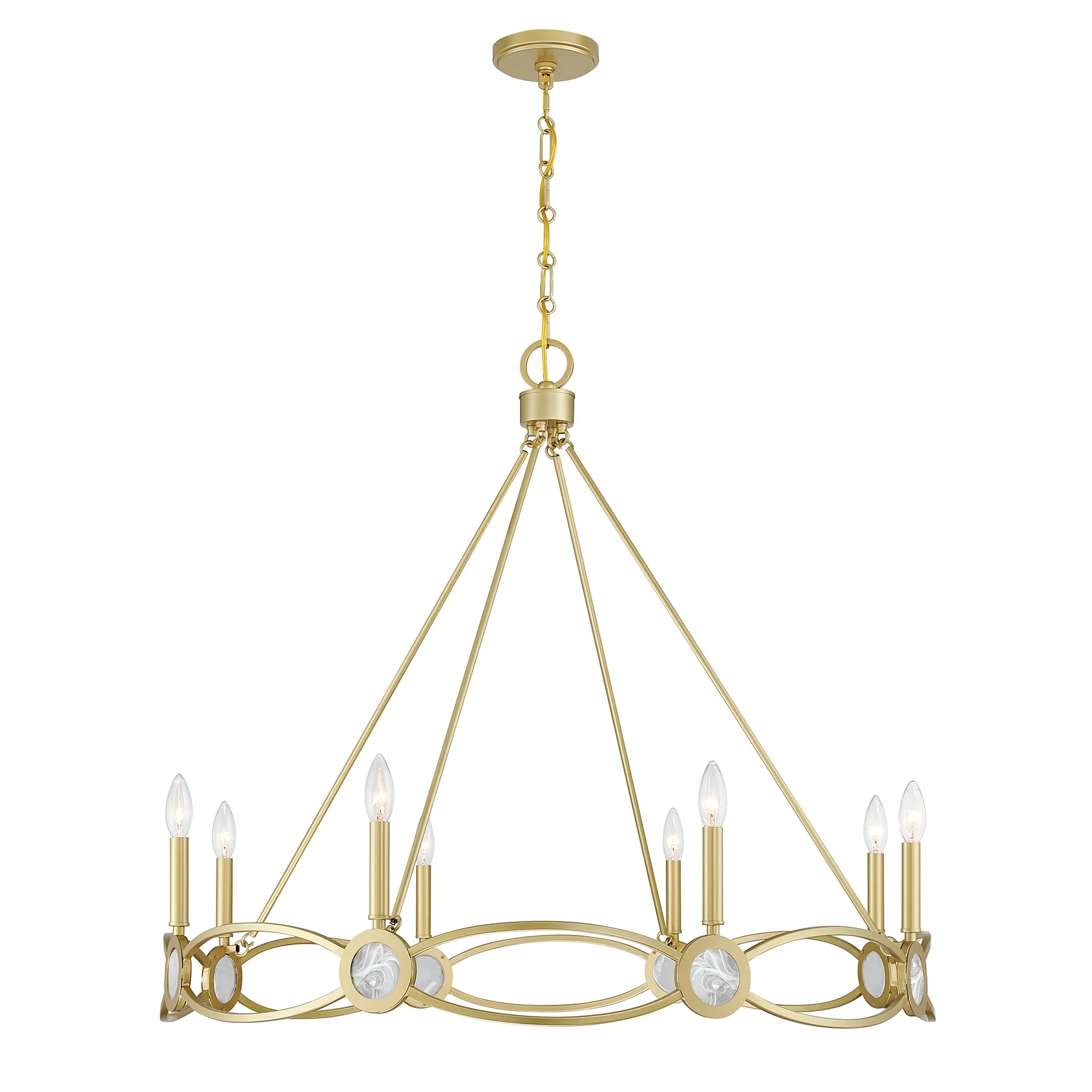 Minette Eight Light Chandelier in Spun Gold