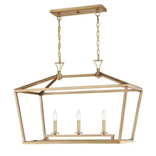 Townsend 3-Light Linear Chandelier in Warm Brass - Image 3
