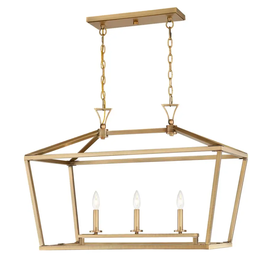 Townsend 3-Light Linear Chandelier in Warm Brass - Image 3