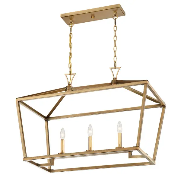 Townsend 3-Light Linear Chandelier in Warm Brass - Image 5