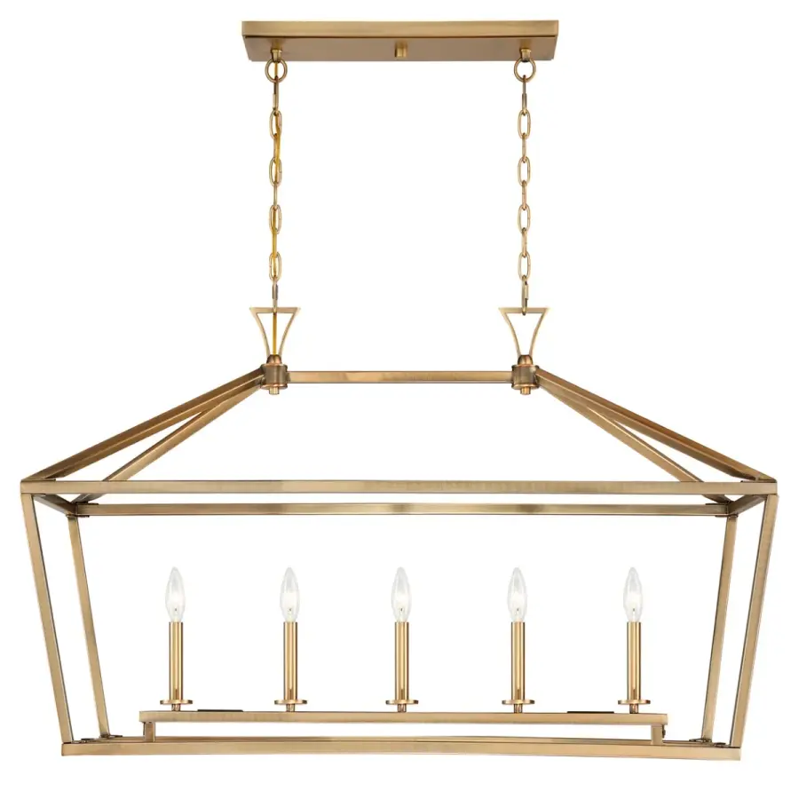 Townsend Five Light Linear Chandelier in Warm Brass - Image 1