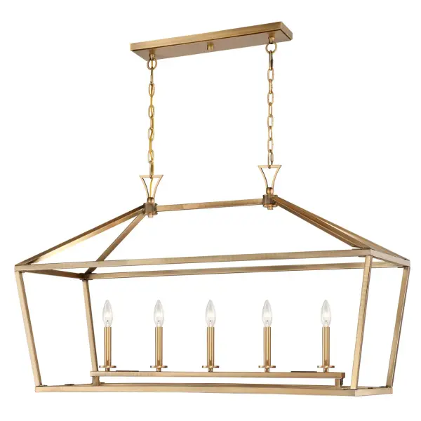 Townsend Five Light Linear Chandelier in Warm Brass - Image 3