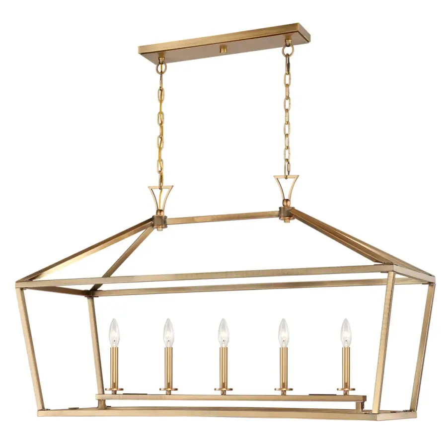Townsend Five Light Linear Chandelier in Warm Brass - Image 3