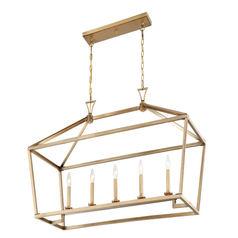 Townsend Five Light Linear Chandelier in Warm Brass - Image 5