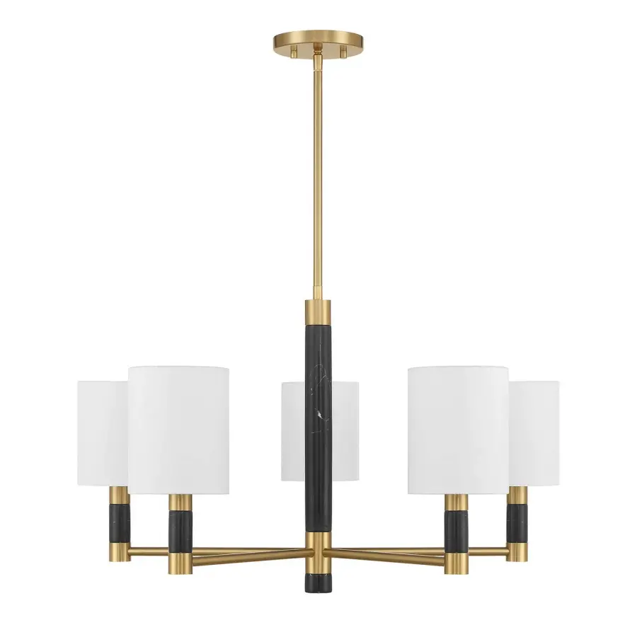 Conrad Five Light Chandelier in Warm Brass - Image 1