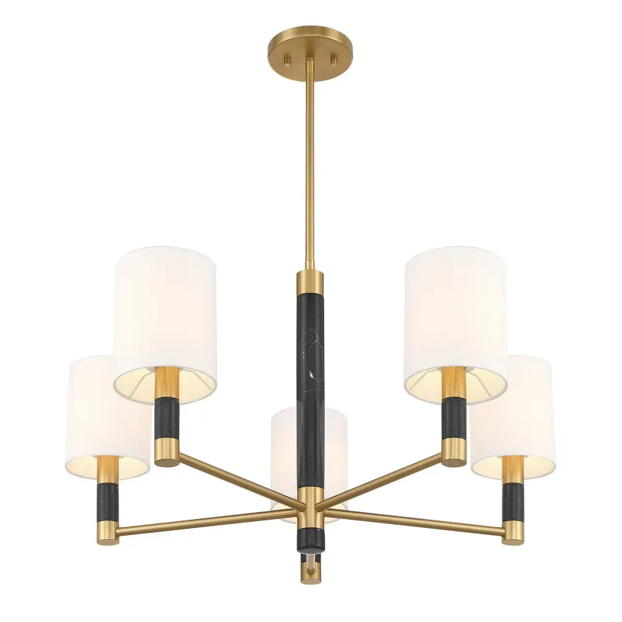 Conrad 5-Light Chandelier in Warm Brass - Image 4