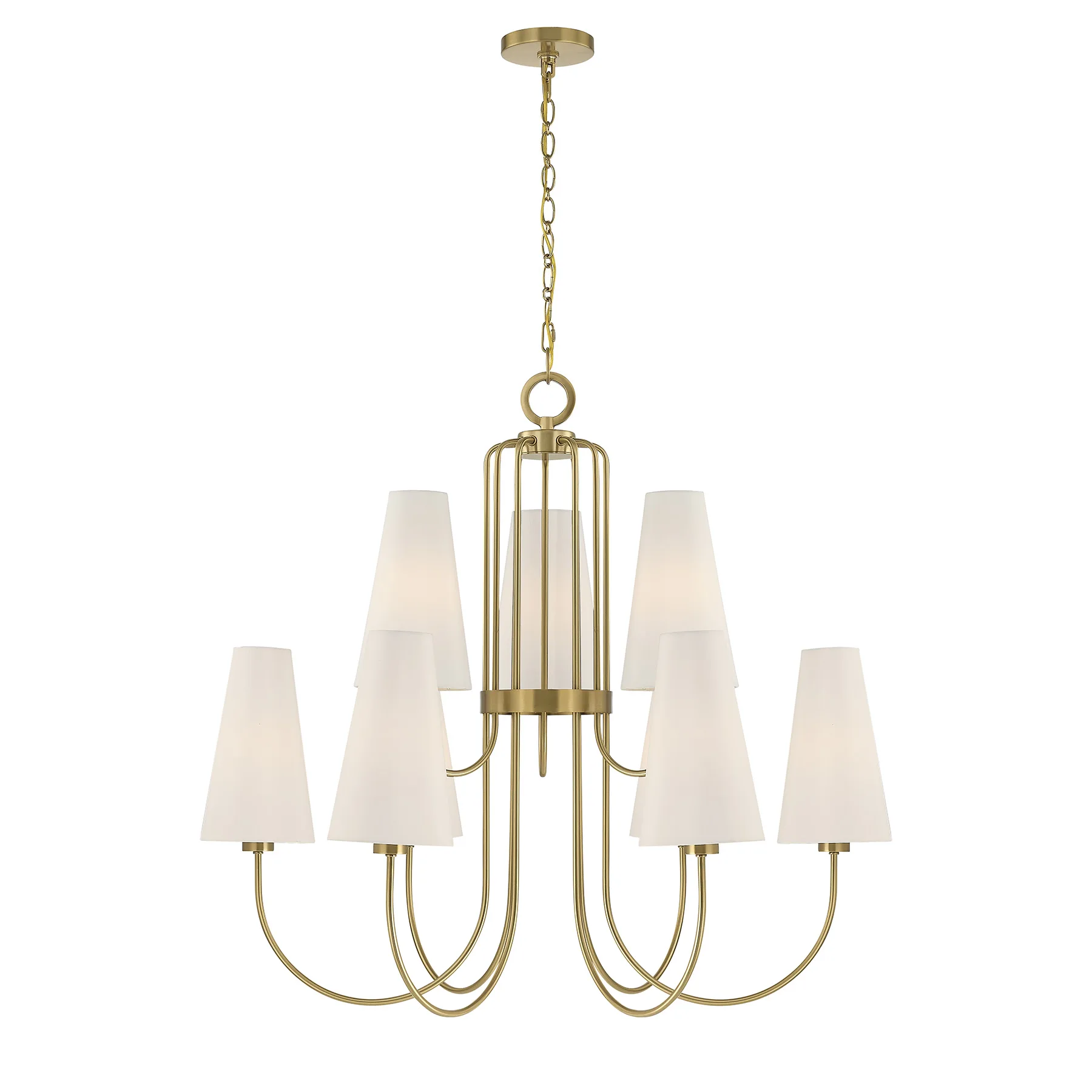 Wilkes Nine Light Chandelier in Warm Brass