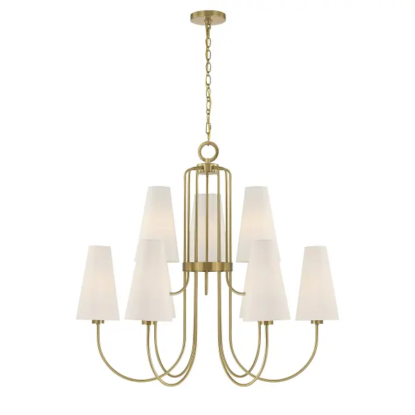 Wilkes 9-Light Chandelier in Warm Brass by Dann Foley