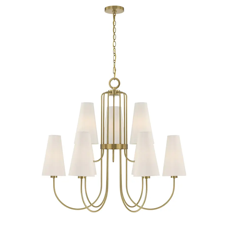 Wilkes 9-Light Chandelier in Warm Brass by Dann Foley - Image 1