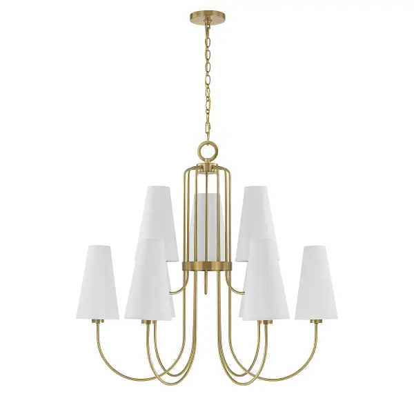 Wilkes 9-Light Chandelier in Warm Brass by Dann Foley - alternate view